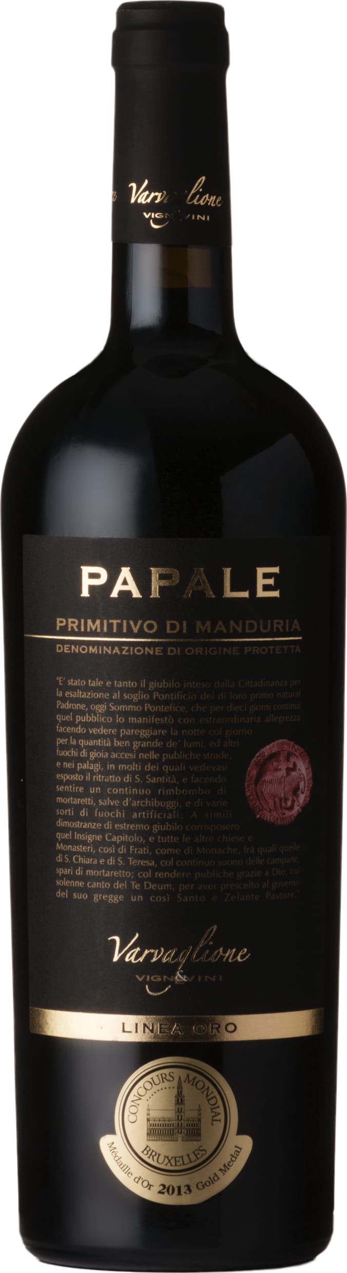 Varvaglione Papale Oro, Primitivo di Manduria 2021 75cl
