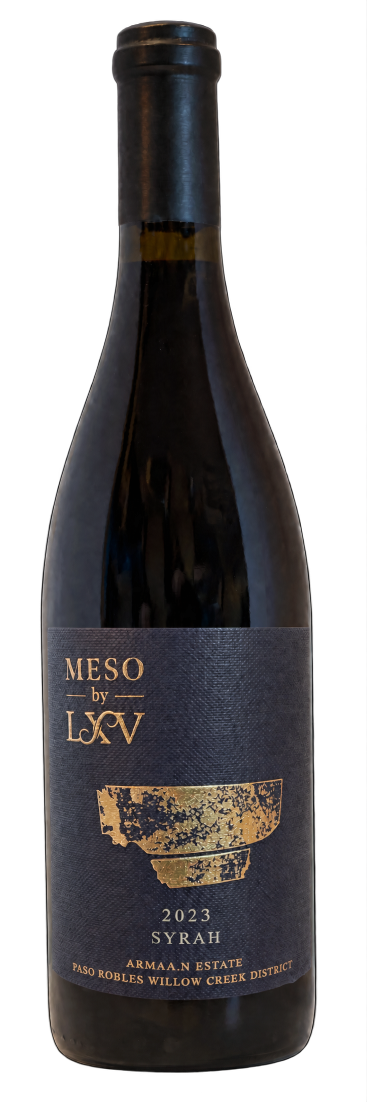 a bottle of meso syrah by LXV, available only at Great Wines Direct
