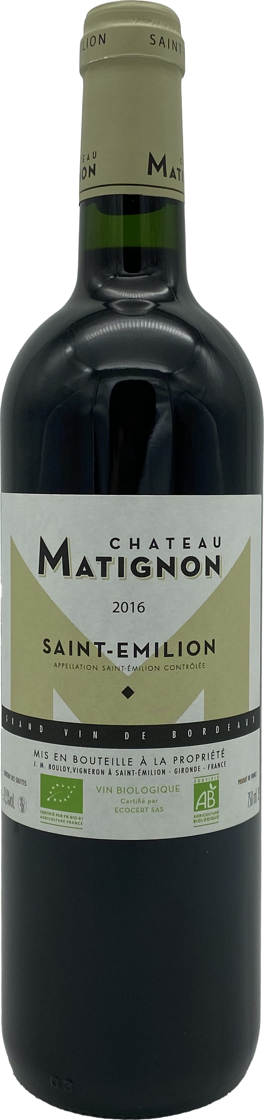 Chateau Matignon Chateau Matignon Saint-Emilion Organic 2016 75cl