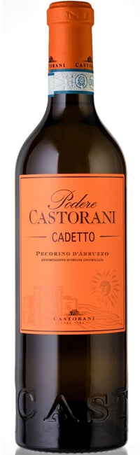 Thumbnail for Bottle of Pedro Castorani Cadetto Pecorino wine with an orange label.