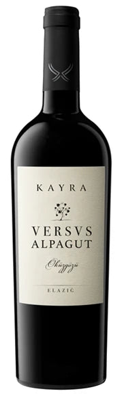 Wine bottle labeled 'Kayra Versus Alpagut' on a white background