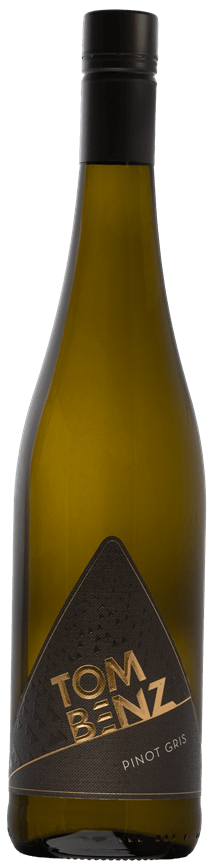 tom benz pinot gris bottle with a white background